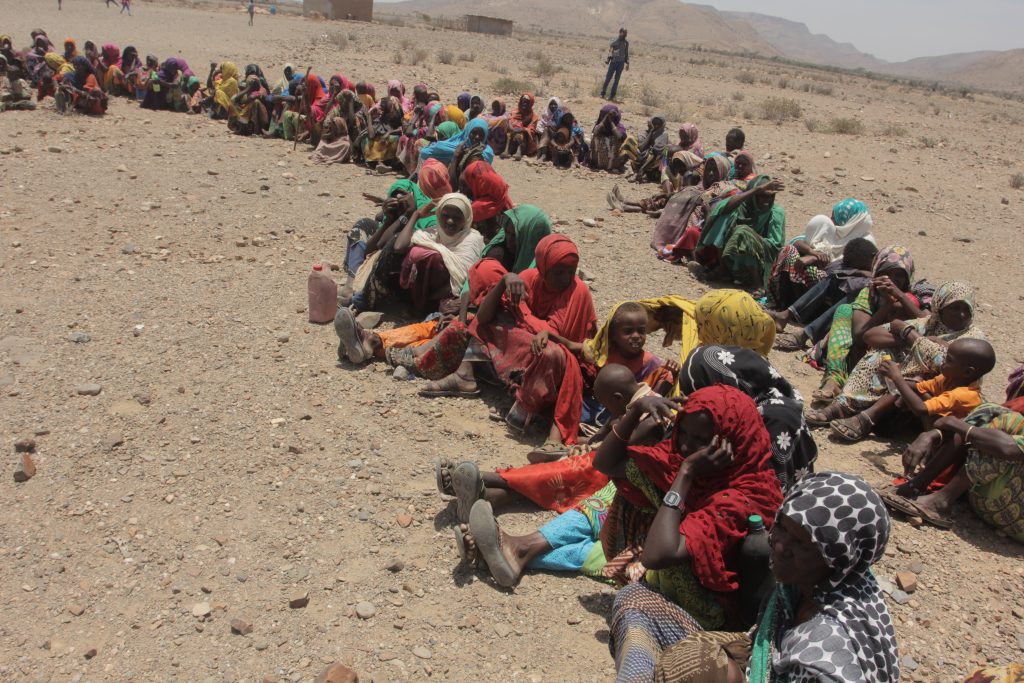 Pastoralists wait for food aid to arrive